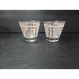 Hazel Atlas Aztec Glasses Set, Mayan Inspired Whiskey Glasses, MCM Bar Glassware